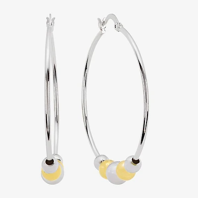 Silver Reflections Womens 48.7mm Ball Hoop Earrings