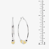 Silver Reflections Womens 48.7mm Ball Hoop Earrings