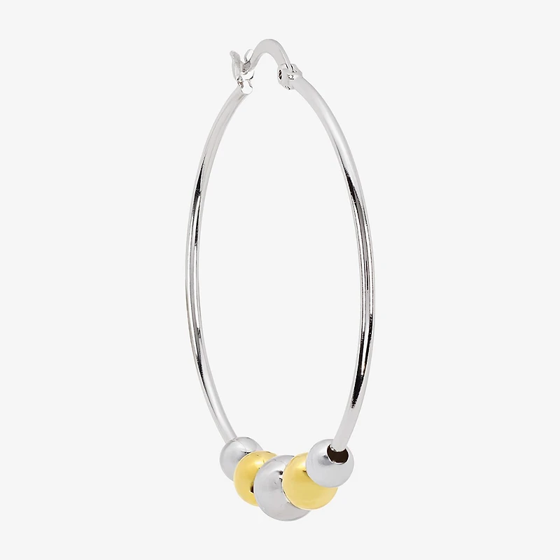Silver Reflections Womens 48.7mm Ball Hoop Earrings