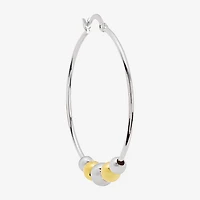 Silver Reflections Womens 48.7mm Ball Hoop Earrings