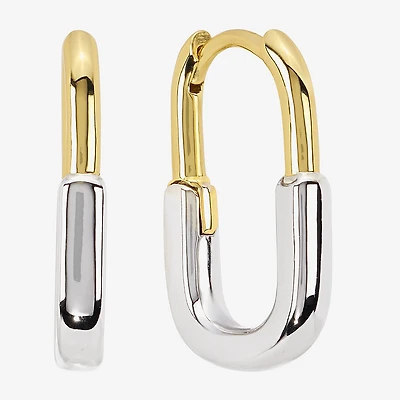 Silver Reflections Womens 21.1mm Rectangular Hoop Earrings