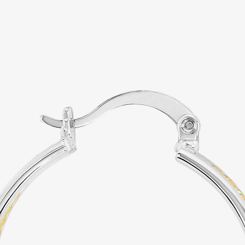 Silver Reflections Womens 34.7mm Hoop Earrings