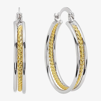 Silver Reflections Womens 34.7mm Hoop Earrings