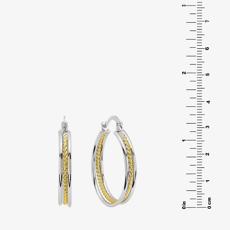 Silver Reflections Womens 34.7mm Hoop Earrings