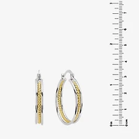 Silver Reflections Womens 34.7mm Hoop Earrings
