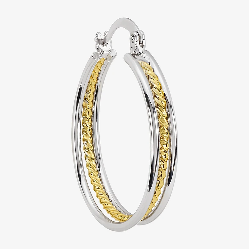 Silver Reflections Womens 34.7mm Hoop Earrings
