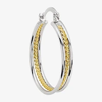 Silver Reflections Womens 34.7mm Hoop Earrings