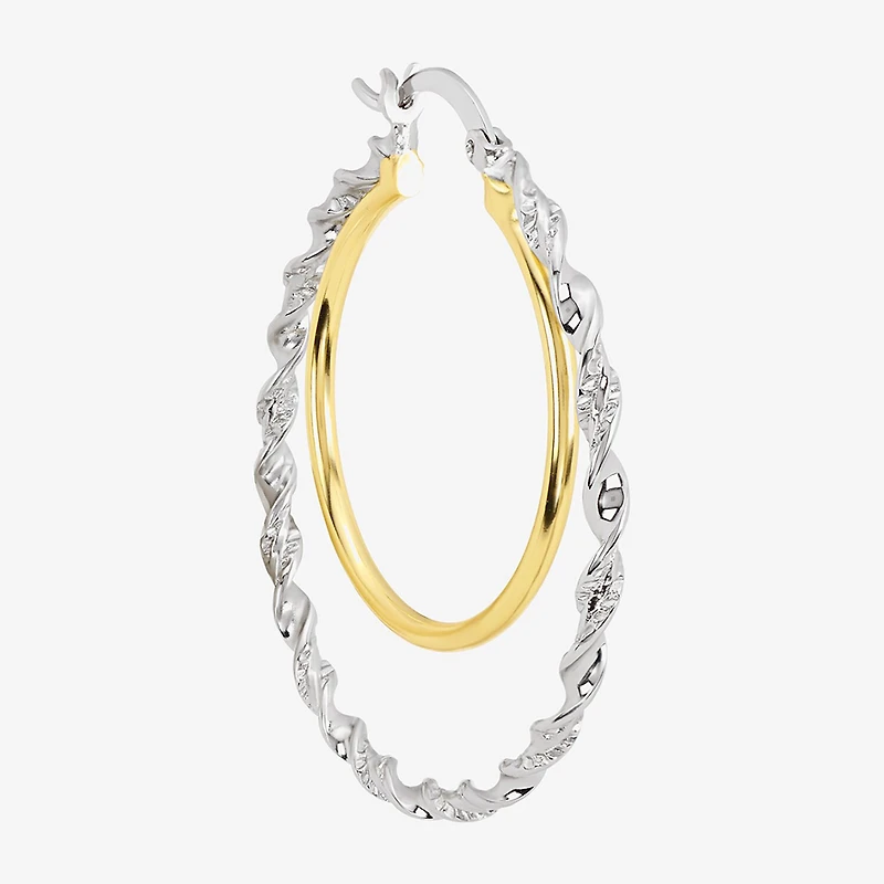 Silver Reflections Womens 41.9mm Hoop Earrings