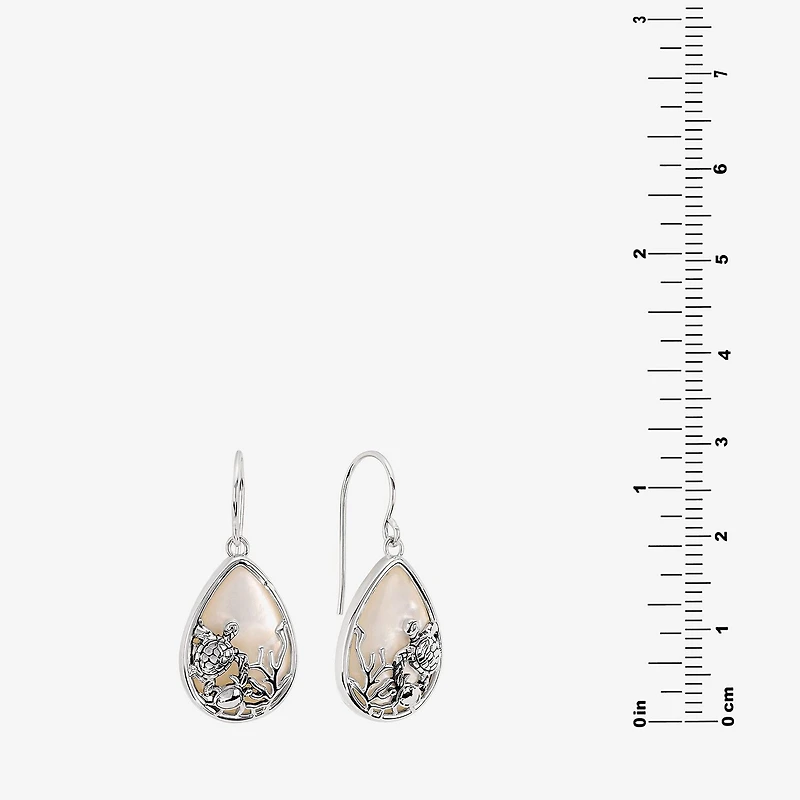Silver Reflections Womens White Mother Of Pearl Simulated Pearl Pure Silver Over Brass Drop Earrings