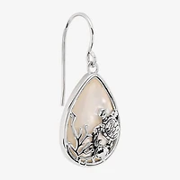 Silver Reflections Womens White Mother Of Pearl Simulated Pearl Pure Silver Over Brass Drop Earrings