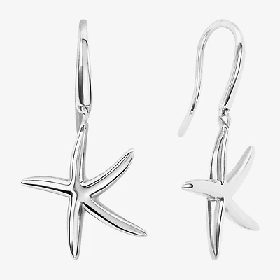 Silver Reflections Starfish Womens Pure Silver Over Brass Drop Earrings