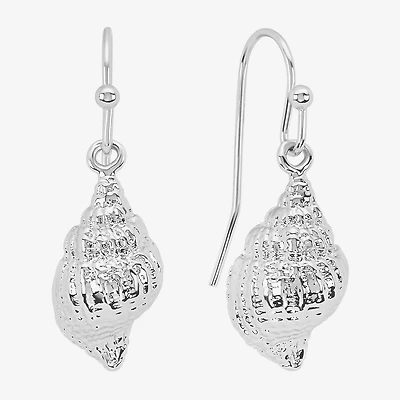 Silver Reflections Shell Womens Pure Silver Over Brass Drop Earrings