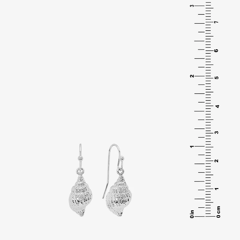 Silver Reflections Shell Womens Pure Silver Over Brass Drop Earrings