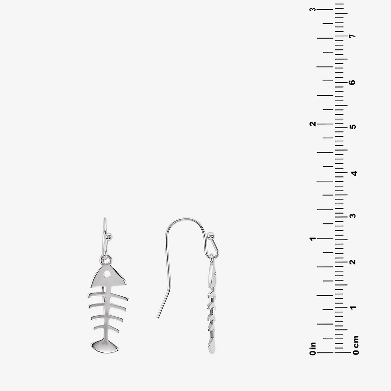 Silver Reflections Bone Fish Womens Pure Silver Over Brass Drop Earrings