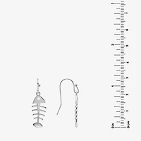 Silver Reflections Bone Fish Womens Pure Silver Over Brass Drop Earrings