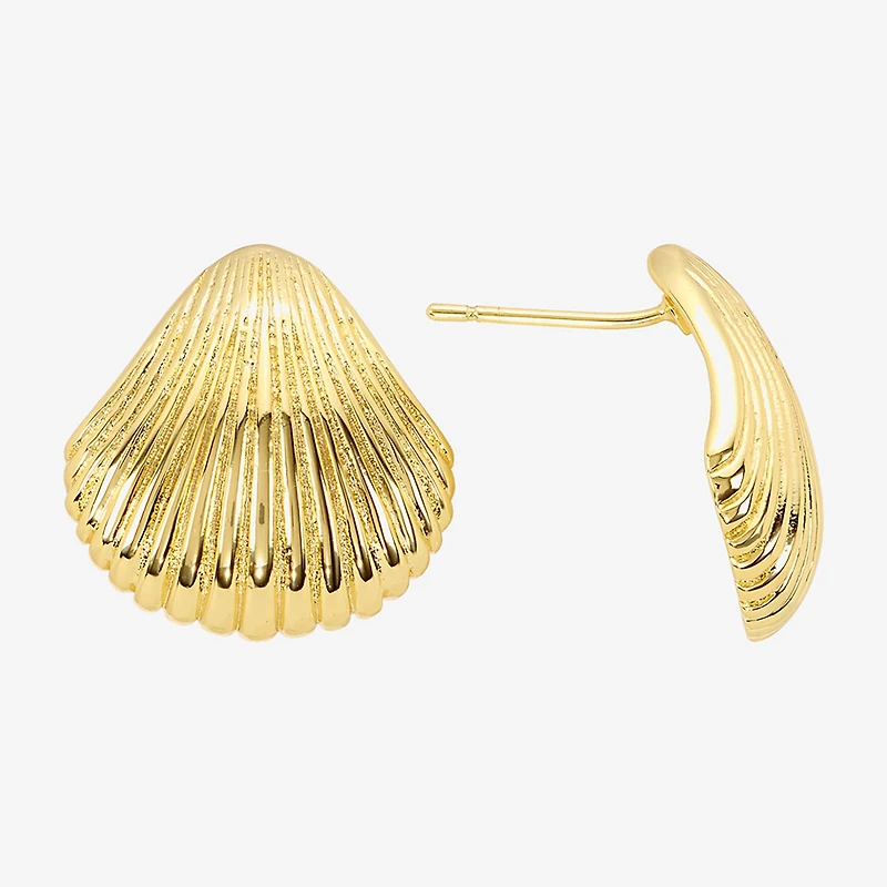 Silver Reflections Shell 14K Gold Over Brass 20.3mm Stud Earrings