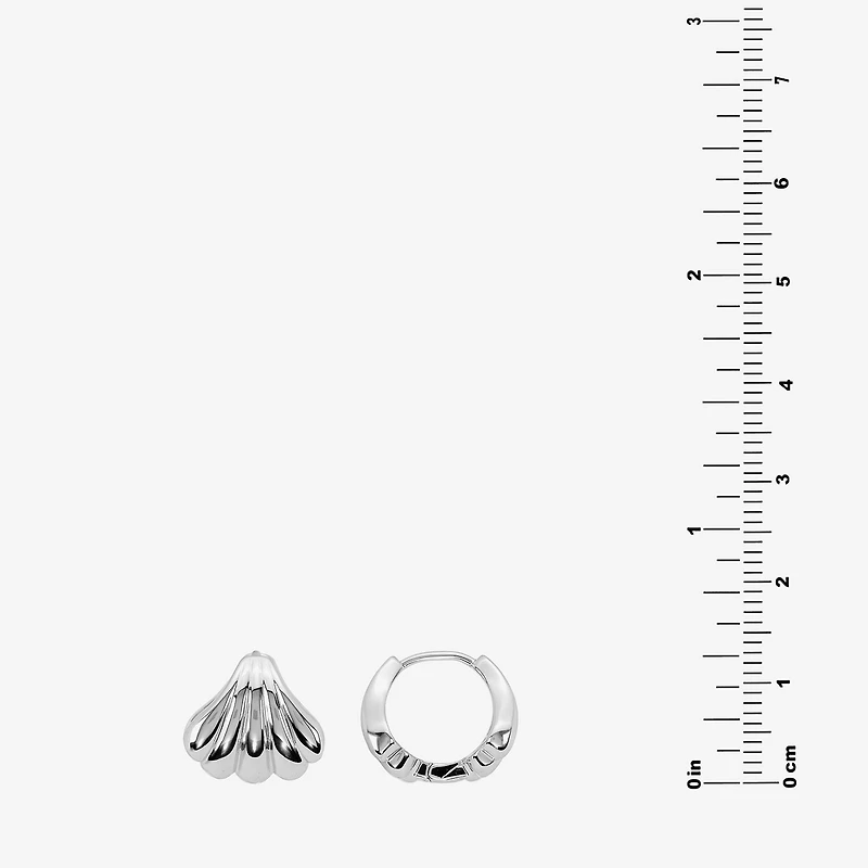 Silver Reflections Shell Womens 13.2mm Hoop Earrings