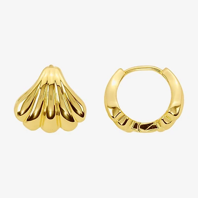 Silver Reflections Shell Womens 14K Gold Over Brass 13.2mm Hoop Earrings