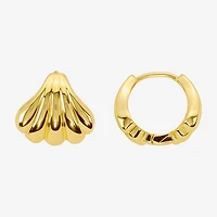Silver Reflections Shell Womens 14K Gold Over Brass 13.2mm Hoop Earrings