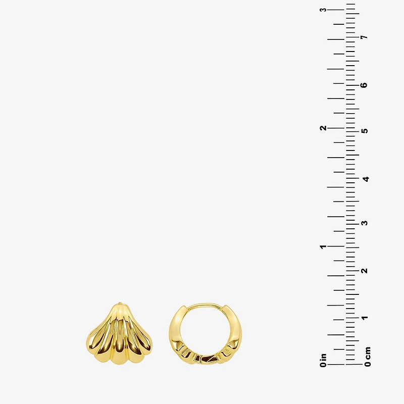 Silver Reflections Shell Womens 14K Gold Over Brass 13.2mm Hoop Earrings