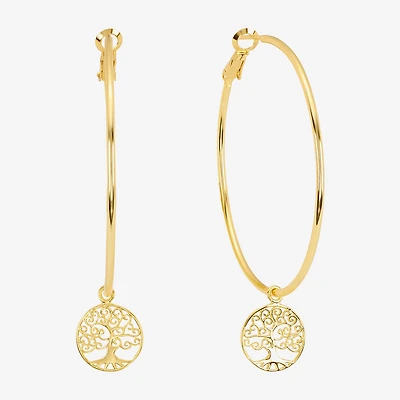 Silver Reflections Saint Jude Womens 14K Gold Over Brass 64.5mm Hoop Earrings