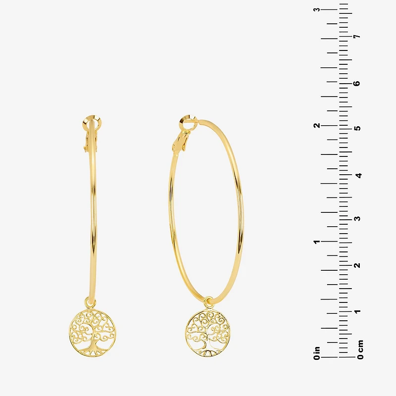 Silver Reflections Saint Jude Womens 14K Gold Over Brass 64.5mm Hoop Earrings