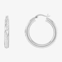 Silver Reflections Womens 30mm Hoop Earrings