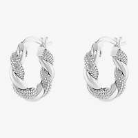 Silver Reflections Womens 18mm Hoop Earrings