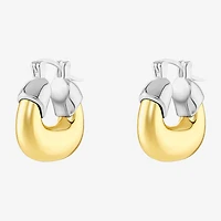 Silver Reflections Womens 18K Gold Over Brass 25mm Hoop Earrings