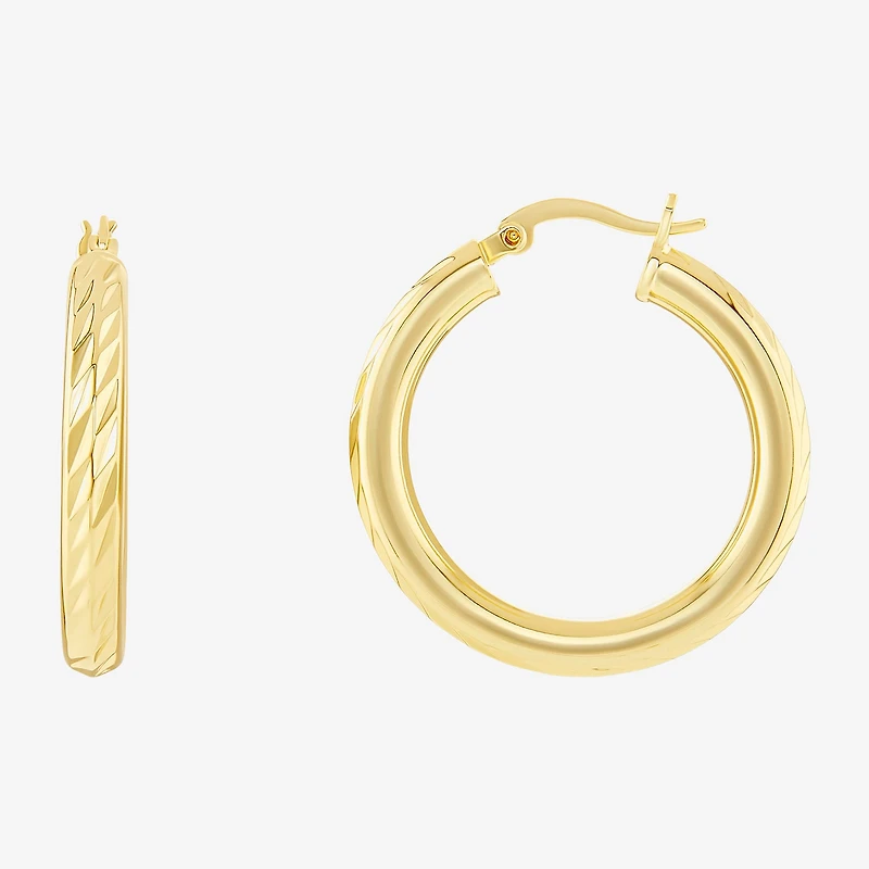 Silver Reflections Womens 18K Gold Over Brass 30mm Hoop Earrings