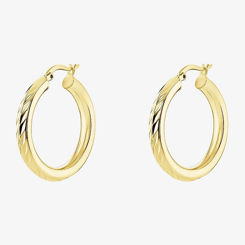 Silver Reflections Womens 18K Gold Over Brass 30mm Hoop Earrings