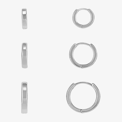 Silver Reflections Womens 3 Pair Earring Set