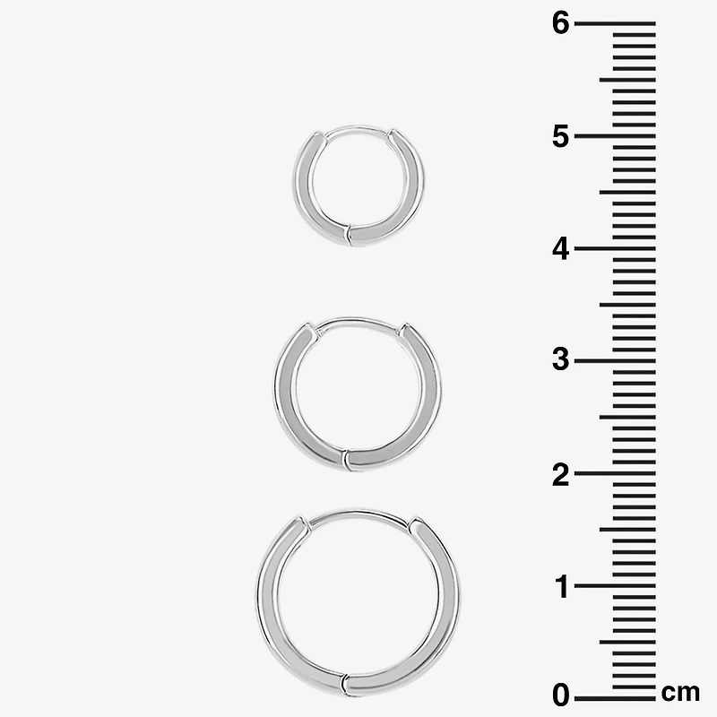 Silver Reflections Womens 3 Pair Earring Set