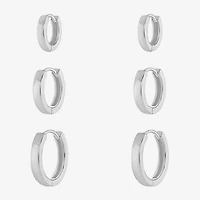 Silver Reflections Womens 3 Pair Earring Set