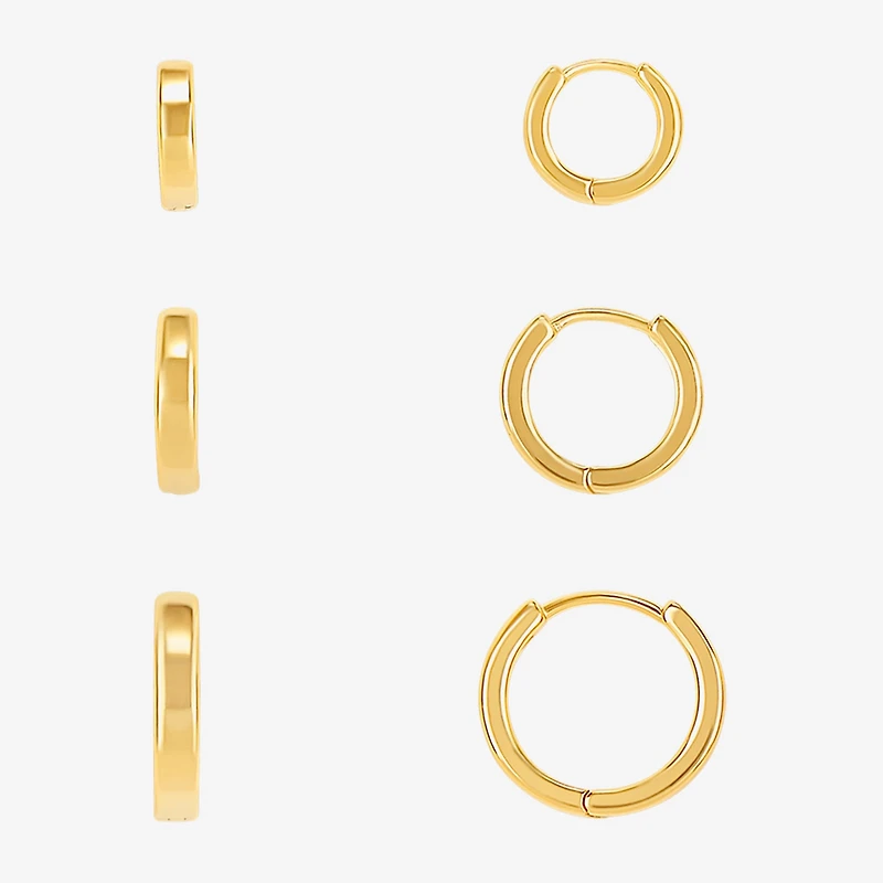Silver Reflections Womens 18K Gold Over Brass 3 Pair Earring Set