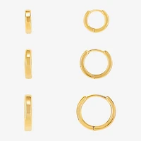 Silver Reflections Womens 18K Gold Over Brass 3 Pair Earring Set