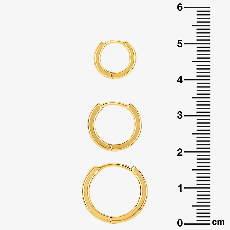 Silver Reflections Womens 18K Gold Over Brass 3 Pair Earring Set