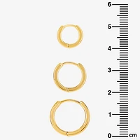Silver Reflections Womens 18K Gold Over Brass 3 Pair Earring Set