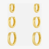 Silver Reflections Womens 18K Gold Over Brass 3 Pair Earring Set