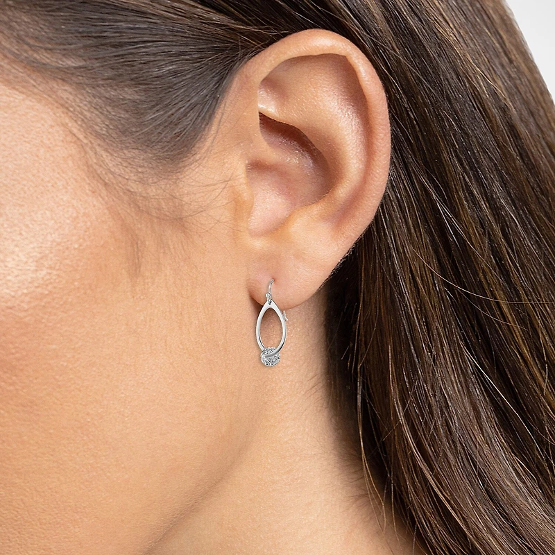 Sparkle Allure Womens White Crystal Pure Silver Over Brass Drop Earrings
