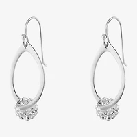 Sparkle Allure Womens White Crystal Pure Silver Over Brass Drop Earrings