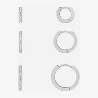 Sparkle Allure Womens White Crystal 3 Pair Earring Set