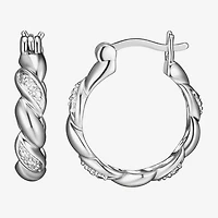 Sparkle Allure Diamond Accent Silver Over Brass Curved Hoop Earrings