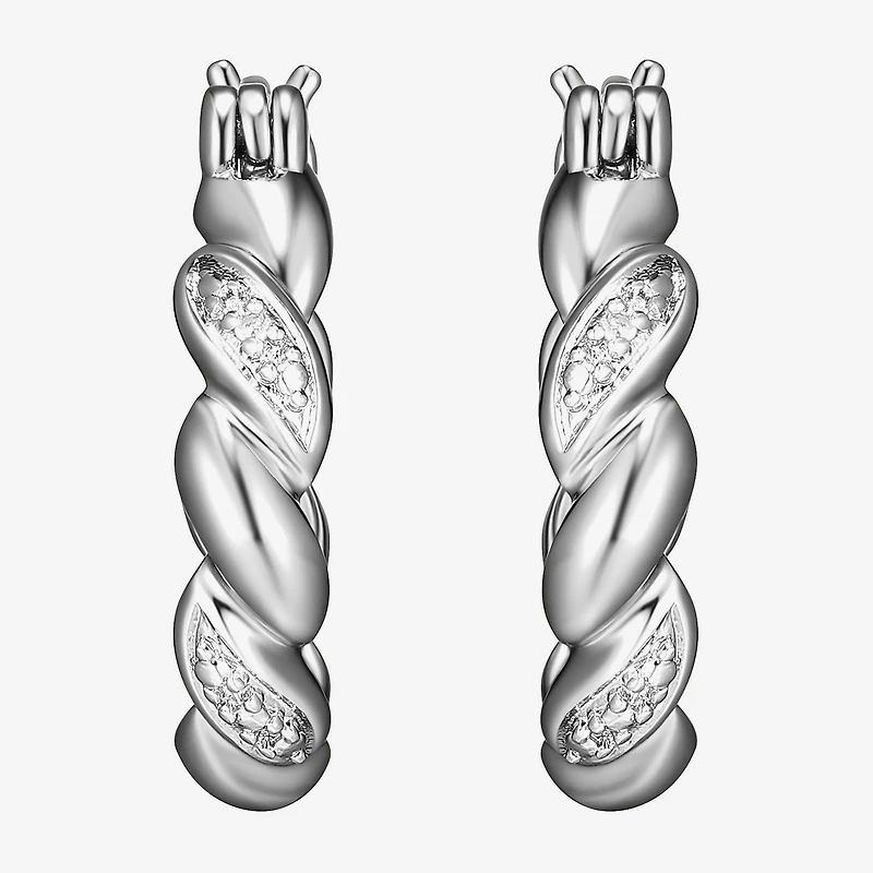 Sparkle Allure Diamond Accent Silver Over Brass Curved Hoop Earrings