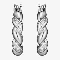 Sparkle Allure Diamond Accent Silver Over Brass Curved Hoop Earrings