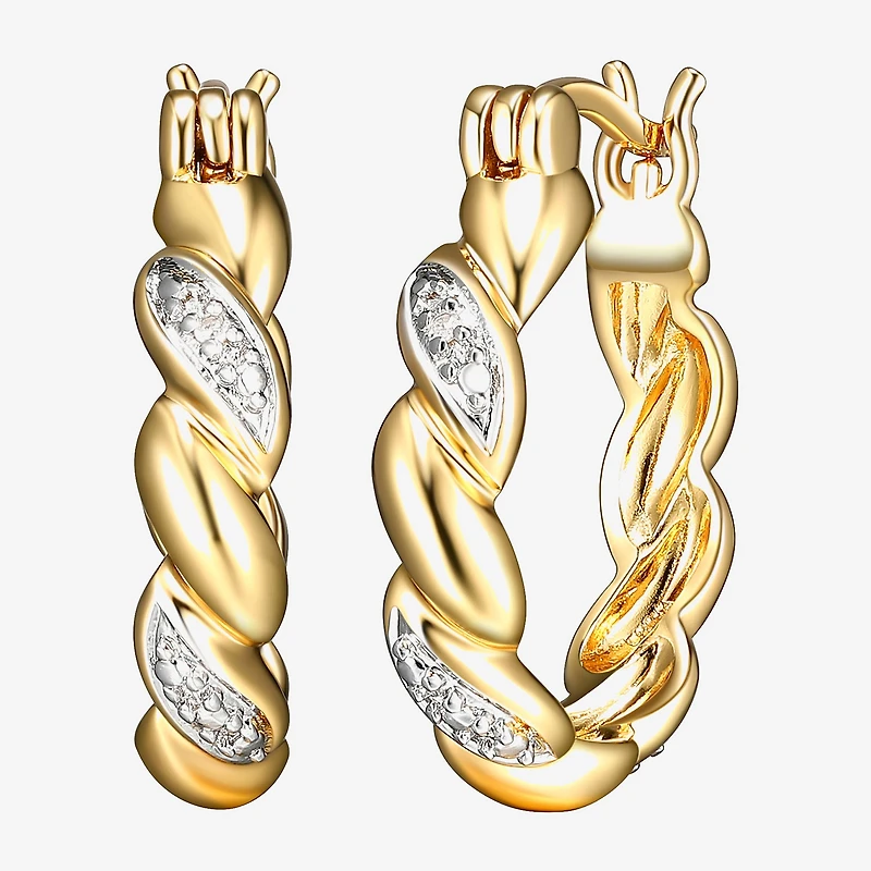 Sparkle Allure Diamond Accent 18K Gold Over Brass Curved Hoop Earrings
