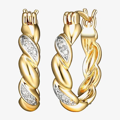 Sparkle Allure Diamond Accent 18K Gold Over Brass Curved Hoop Earrings