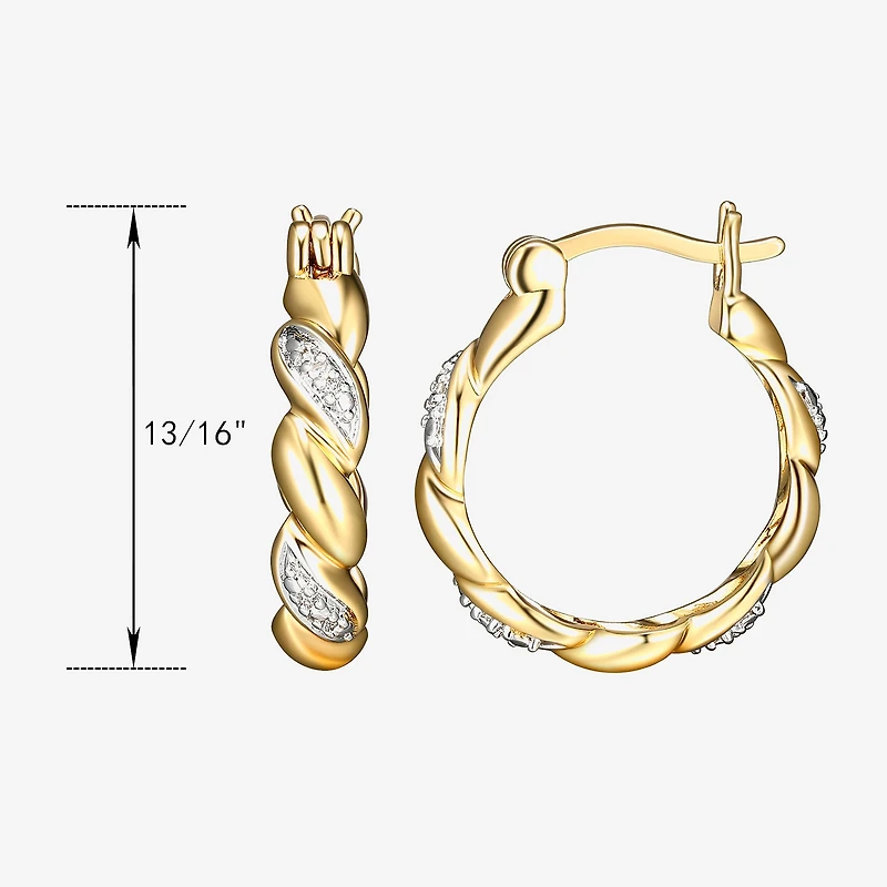 Sparkle Allure Diamond Accent 18K Gold Over Brass Curved Hoop Earrings