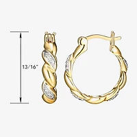 Sparkle Allure Diamond Accent 18K Gold Over Brass Curved Hoop Earrings