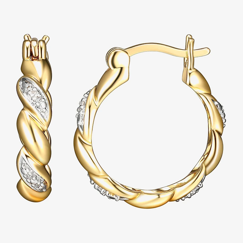 Sparkle Allure Diamond Accent 18K Gold Over Brass Curved Hoop Earrings